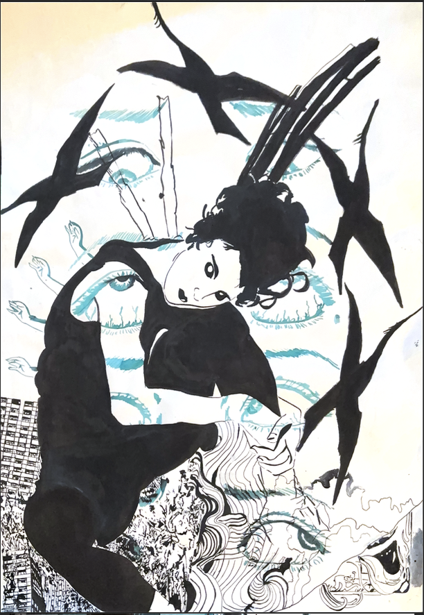 Amalgamation ink drawing